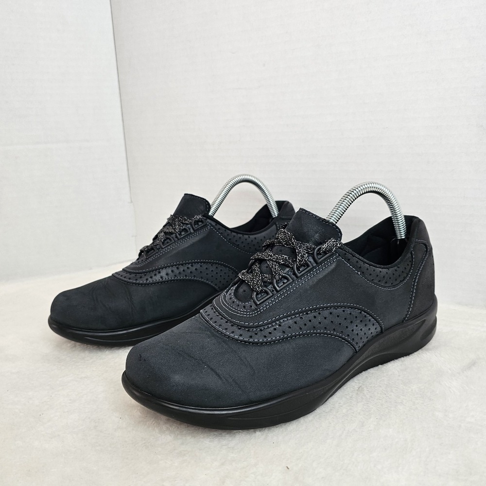 SAS Walk Easy Shoes Women's 8.5S Black Nubuck Comfort Walking Sneakers